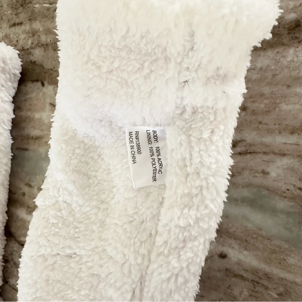 Soft & Cozy Sherpa Fleece Lined Striped Slipper Socks With Grippers & Pom Pom